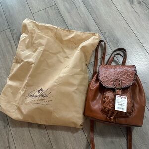 Patricia Nash Embossed Leather Backpack in Rich Brown